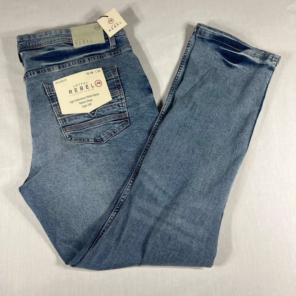 Artful Rebel Jax Slim Fit Jeans Mens 38x32 Medium Wash Stretch Denim NWT